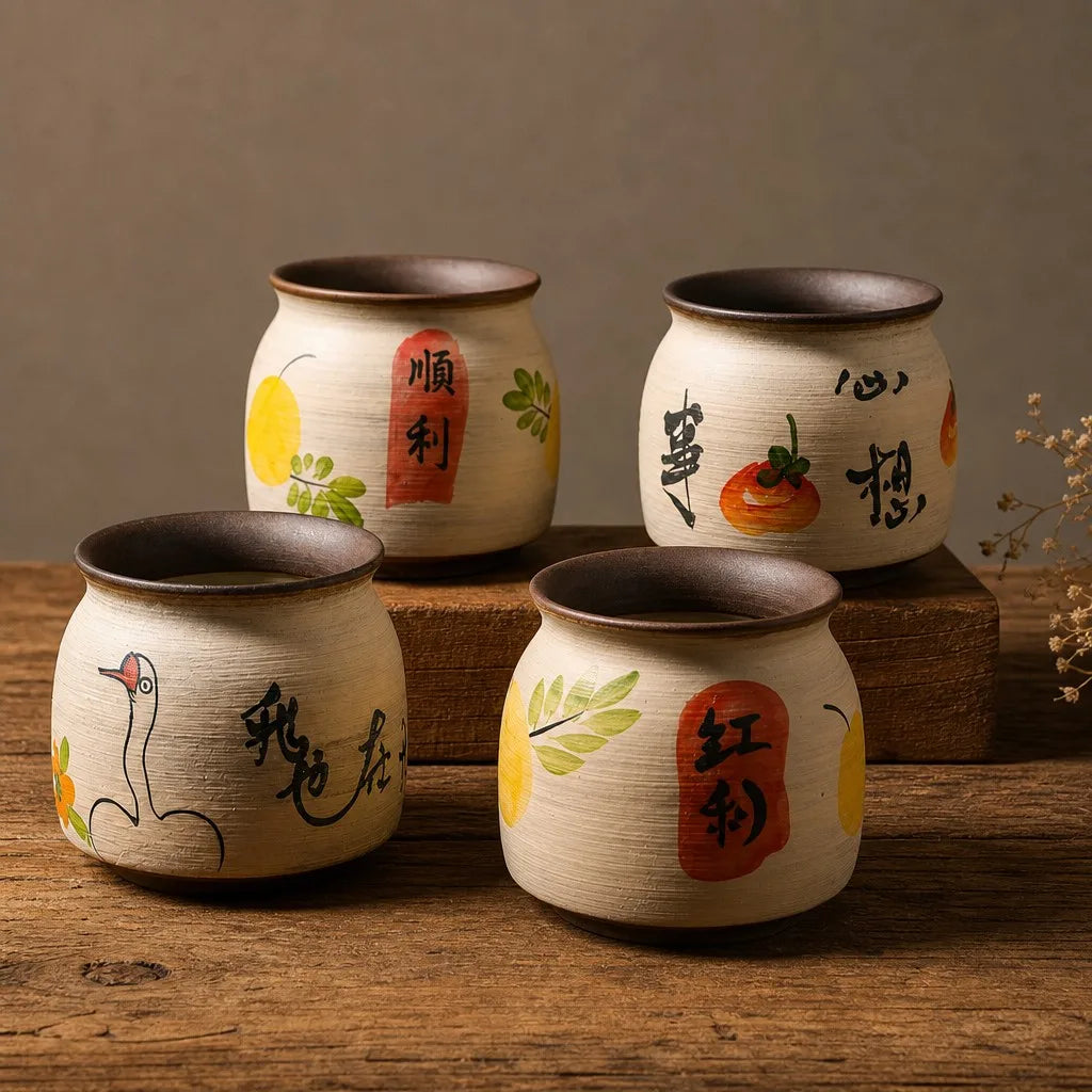Lucky Pear + Wishing Persimmon + Happy Goose + Rolling Red Pear (Set of 4)