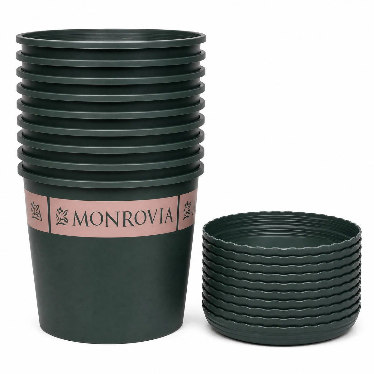 10-Pack 2 Gallon Nursery Planter Pots and Matching Saucers - 10 Pots and 10 Saucers