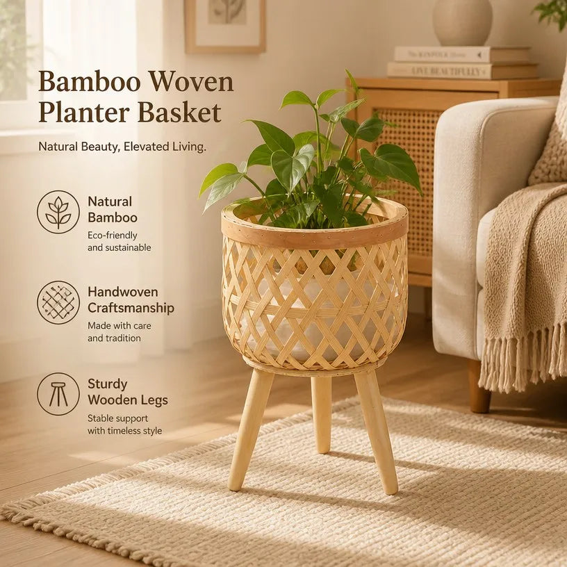 Wicker Plant Basket Detail