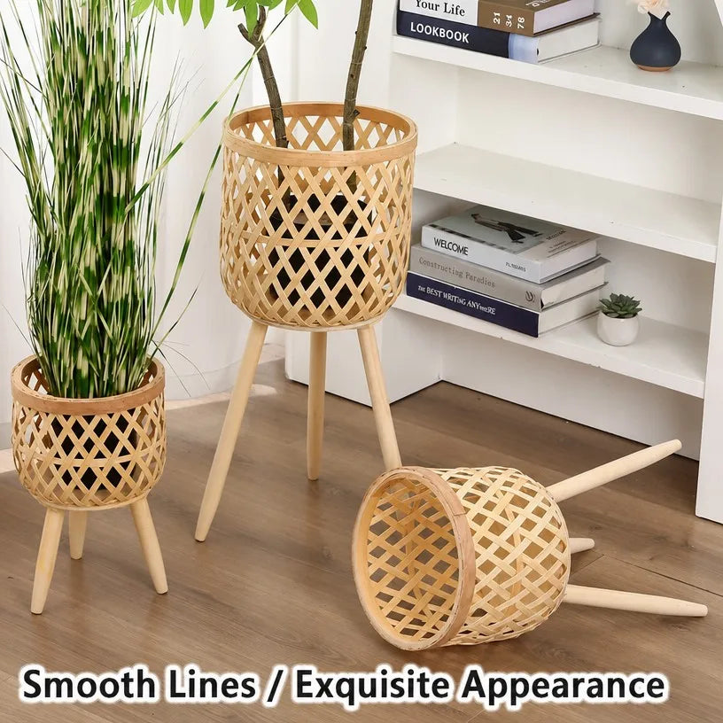 Handwoven Wicker Plant Stand Craftsmanship