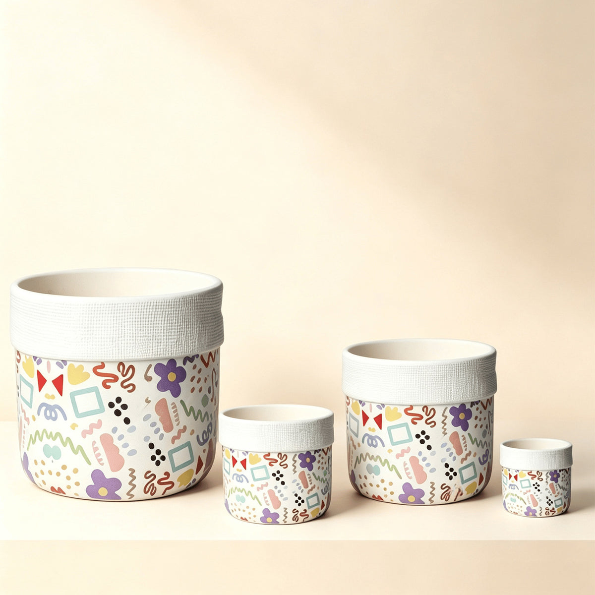 欧式陶瓷花盆复古编织篮风格简约创意盆栽带托盘 European-style Ceramic Planter