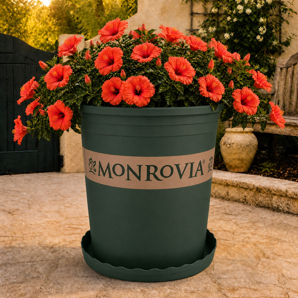 5‑Pack 7 Gallon 15 Inch Modern Durable Resin Nursery Planter Pots, Tall Round Large Green Thickened Pots with Drainage Holes & Saucer, UV‑Resistant Breathable Rot‑Resistant Flower Container for Seedlings, Indoor & Outdoor