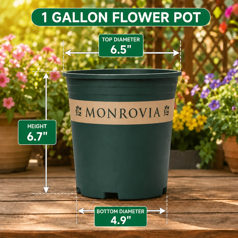 1 Gallon Planter Pot Dimensions - Top Diameter 6.5 Inches