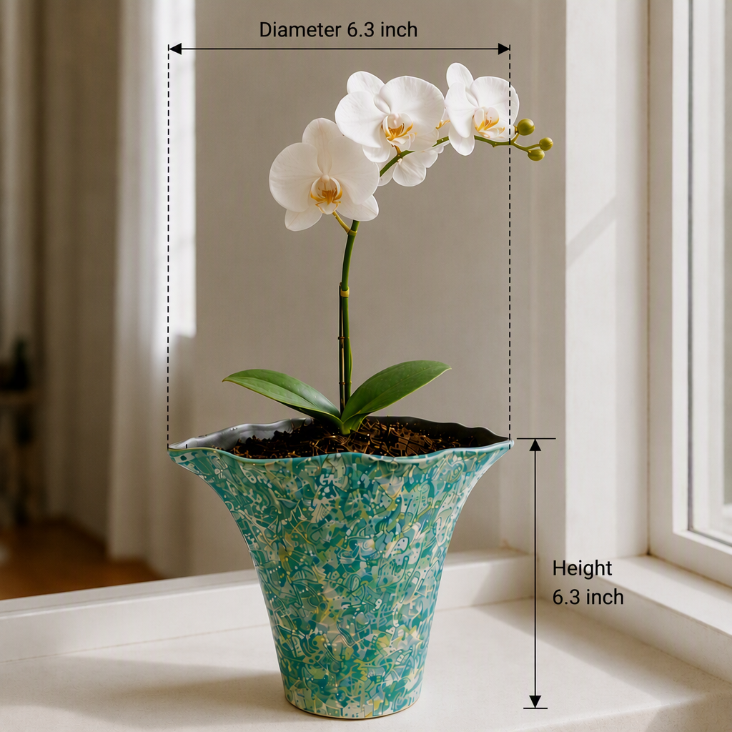 2/4/5-Pack Mini Retro Ceramic Orchid Planters with Drainage Hole and Matching Saucer, 4.7 Inch Tabletop Matte Texture Flower Pots for Phalaenopsis, Succulent & Indoor and Outdoor Plants