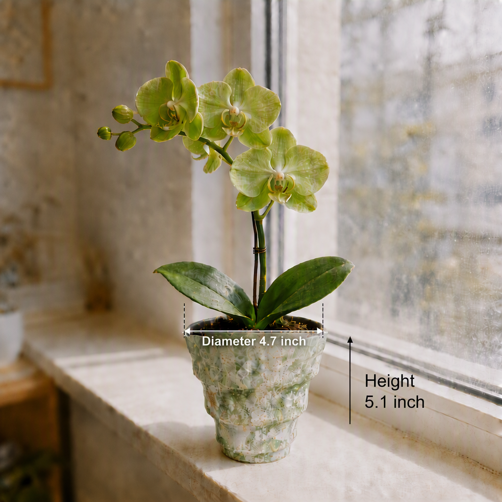 2/4/5-Pack Mini Retro Ceramic Orchid Planters with Drainage Hole and Matching Saucer, 4.7 Inch Tabletop Matte Texture Flower Pots for Phalaenopsis, Succulent & Indoor and Outdoor Plants